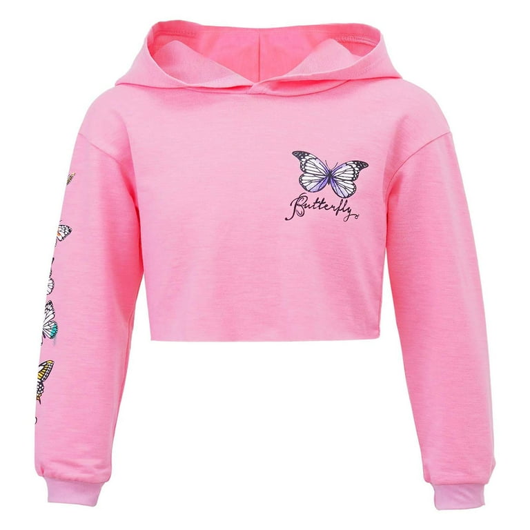 Pink hoodie with butterfly sales