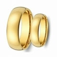 thumbnail image 1 of Tungsten Carbide 8MM/6MM For Him & Her Domed Gold IP Shiny Finish Wedding Band Ring Set, 1 of 1