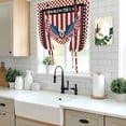 thumbnail image 5 of Independence Day Tie Up Curtains for Windows, Adjustable Balloon Window Shades, Eagle U.S Flag Red Blue Stripes Retro Kitchen Window Treatments Farmhouse Short Curtains with Rod Pocket 42"x45", 5 of 8