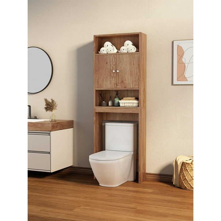 Solid Wood Over The Toilet Storage Shelf Bathroom Organizer Space Saver  Brown