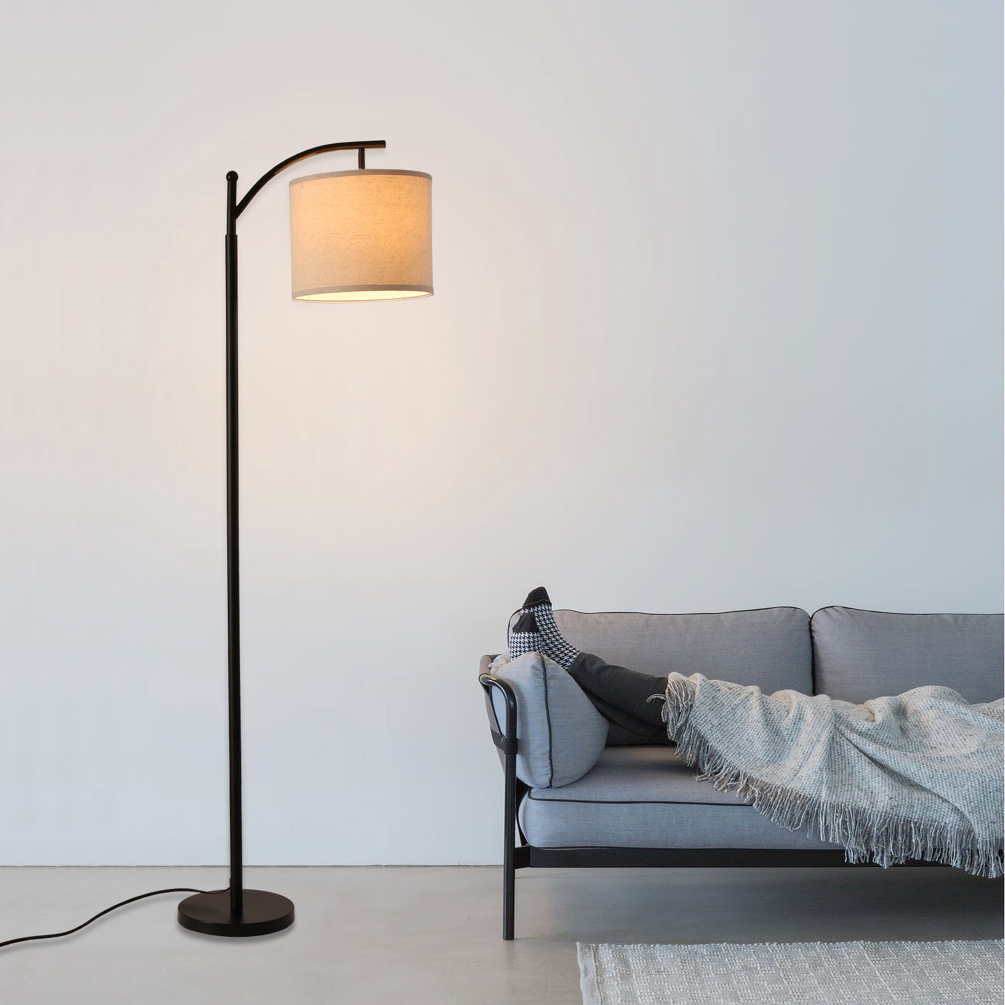 Cedar Hill  62" Arched Floor Lamp with Beige Fabric Shade (E26 bulb not included)