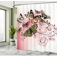 thumbnail image 4 of Ambesonne Butterfly Shower Curtain, Vintage Monarch Damask, 69"Wx70"L, Pale Caramel, 4 of 4
