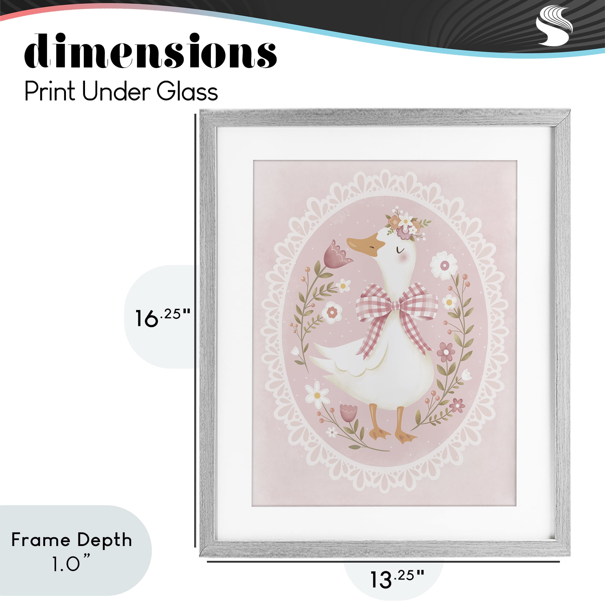Stupell Industries Pink Floral Spring Goose Gray Framed Print Under Glass, design by Penny Aguilera