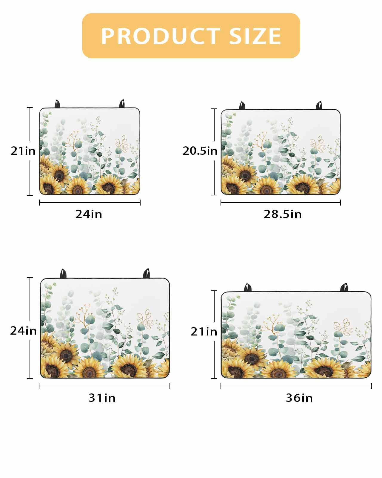 Large Induction Cooktop Protector Mat Sunflower Stove Top Covers for Electric Stove, Yellow Floral Pastoral Botanical Leaves Decorative Stove Burner Cover Mats, Glass Top Stove Cover