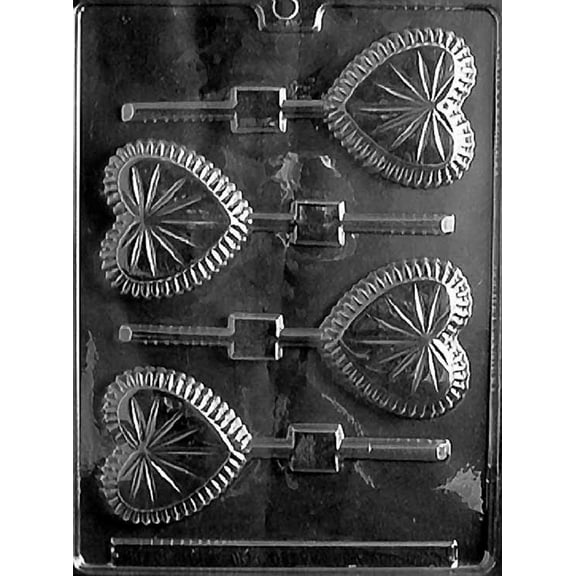 Grandmama's Goodies Valentine's Day V089 Crystal Heart Lollipop Sucker Chocolate Candy Soap Mold with Exclusive Molding Instructions