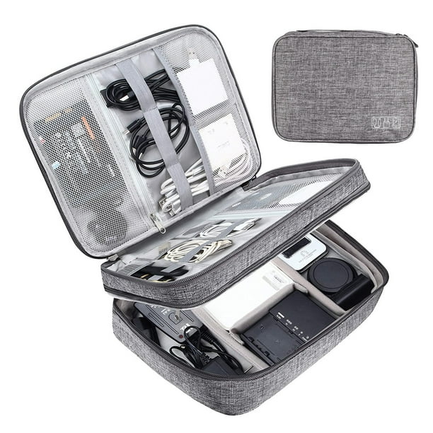Bolsa electrónica, bolsa de accesorios para cables de viaje, organizador electrónico impermeable de doble capa, caja de almacenamiento portátil para cables, alambres, cargadores, etc. Zhivalor BST3021748-4