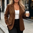 thumbnail image 6 of Purcolt Women's Stripes Blazer Dressy Casual Notched Lapel One Button Long Sleeve Boyfriend Jackets Suit Comfort Slim Fit Business Work Office Outerwear, 6 of 8