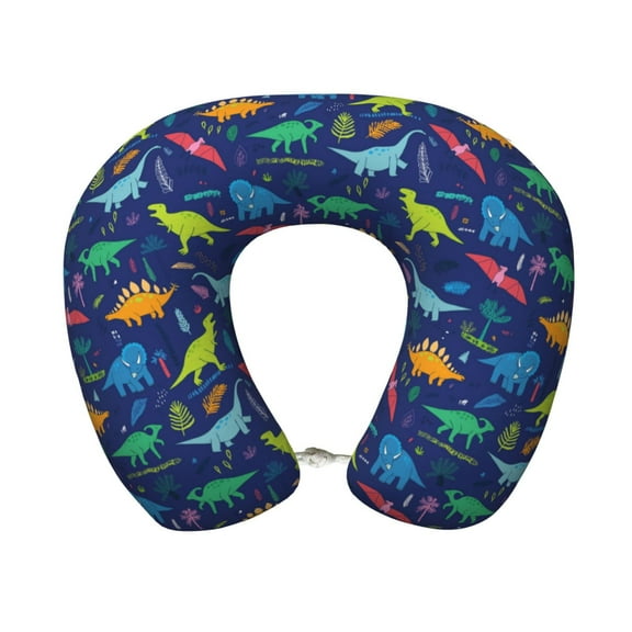Easygdp Dinosaurs Adventure Travel Pillow Memory Foam, Head Neck Support Airplane Pillow for Traveling, Car, Home, Travel Neck Flight Pillow