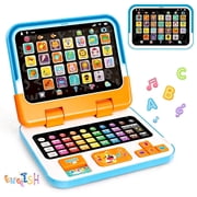 Caunedy 2-in-1 Early Educational Laptop with a Detachable Tablet,Toddler Learning Laptop Toys with Music & Sound for 3-7 Years Old Boys Girls Gifts