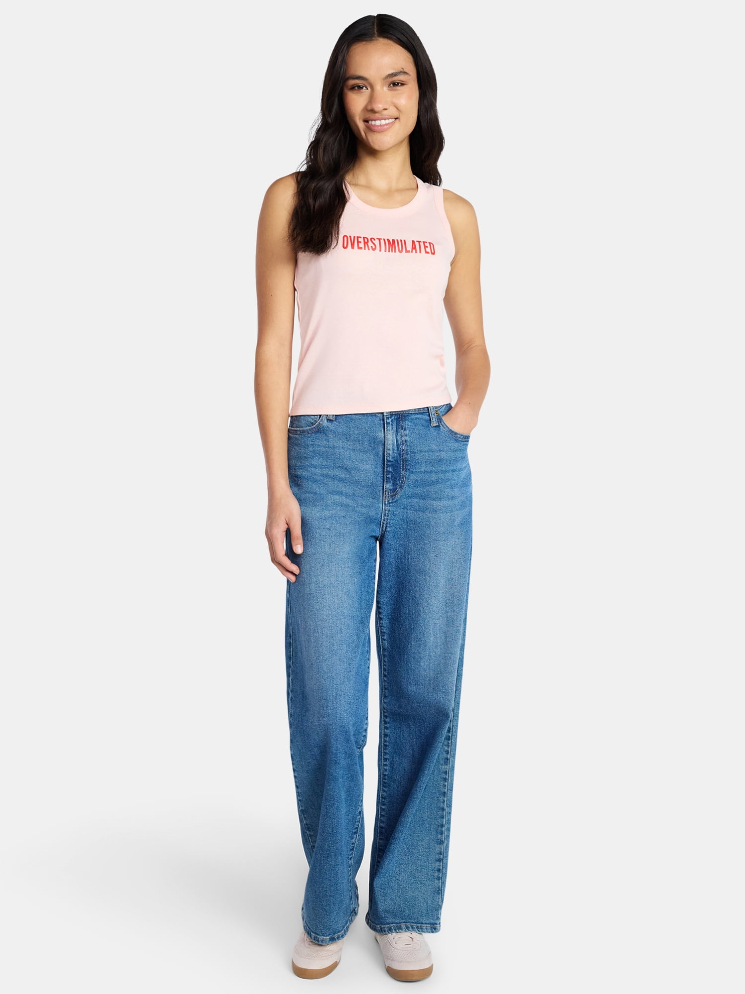 Social Edition Women's Overstimulated Graphic Tank Top, Sizes XXS-XXL