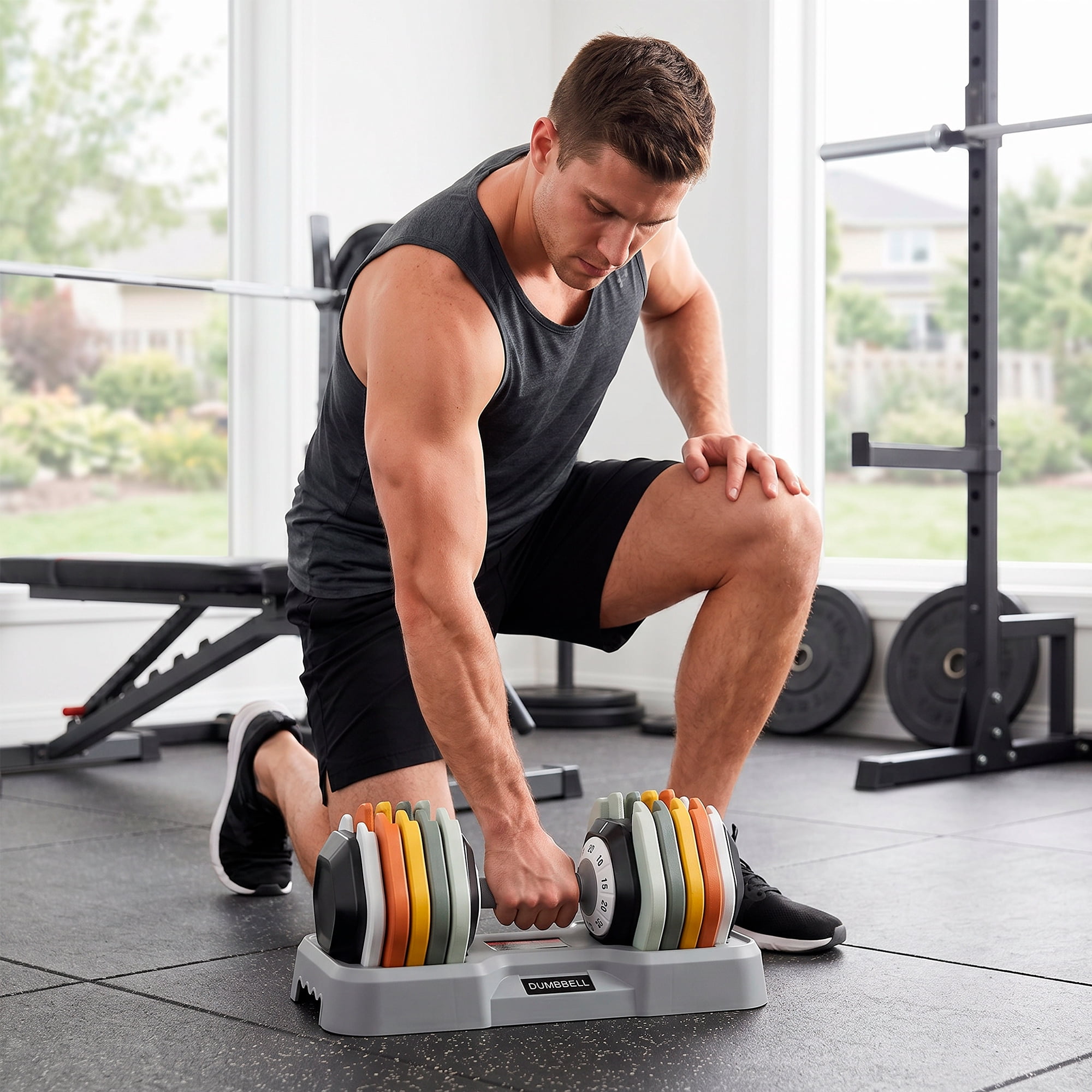 SKOK Adjustable Dumbbell Set 10-55 lbs Pair for Home Gym Fitness Colorful (2 BOX)