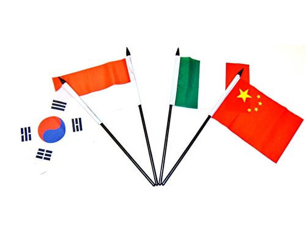 G-20 (Group of 20) WORLD FLAG SET with BASE--20 Polyester 4"x6" Flags, One Flag for Each Country in in the G-20, 4x6 Miniature Desk & Table Flags, Small Mini Stick Flags