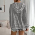 thumbnail image 4 of Women's Zip Up Hooded Jacket Textured Long Sleeve Lightweight Cardigan Casual Loose Outerwear For Beach, Casual Outings S, 4 of 4