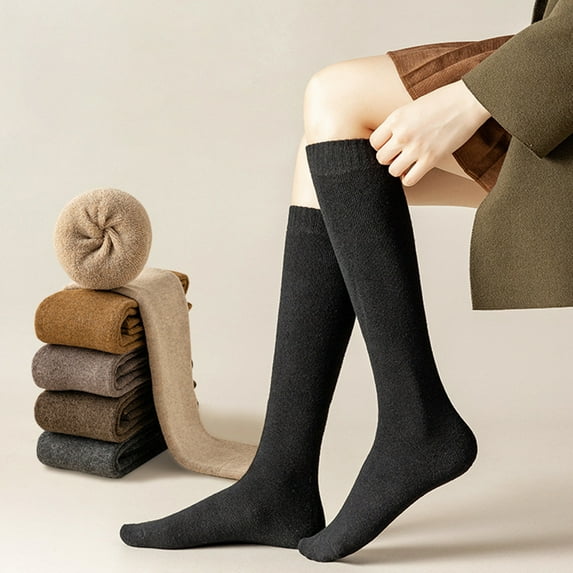 1 Pair Women Thigh High Socks Winter Warm Knee High StockingsThick Non-slip Comfortable Legs Warmers for Boots