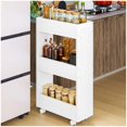 thumbnail image 1 of SIMPLE ESPACIO Carrito Organizador Delgado de 3 Niveles con Asa,Carritos Organizador con Ruedas Cocina Peque&ntilde;o para Lugares Estrechos,Carrito Auxiliar para Espacios Reducidos(Color Blanco), 1 of 7
