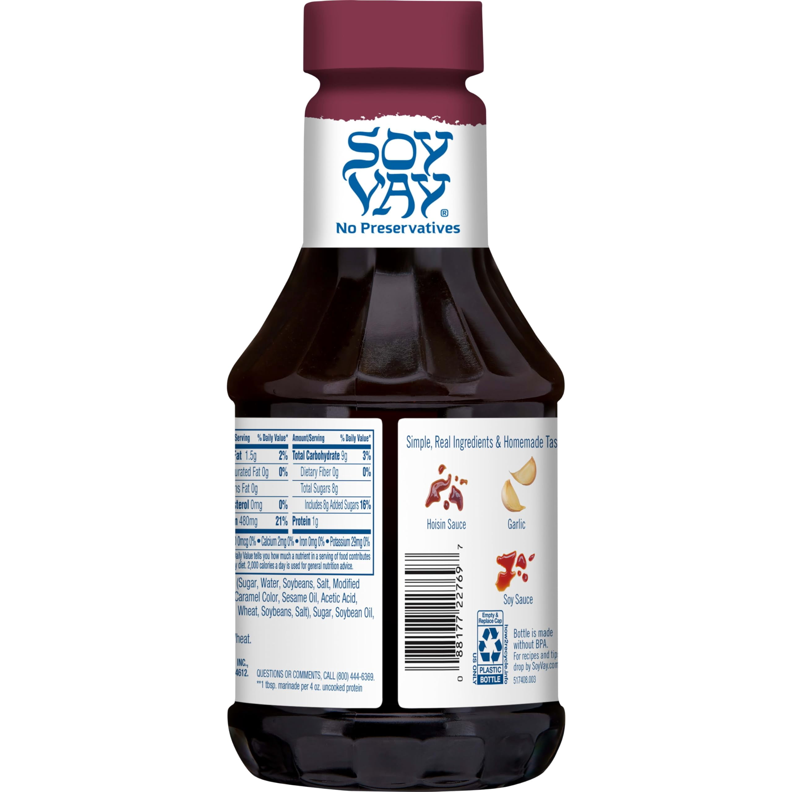 Soy Vay Hoisin Garlic Teriyaki Marinade and Sauce 22 fl oz (Pack of 48)