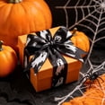 thumbnail image 4 of huayou Halloween Wired Edge Ribbon 180x2.43 Inch Black Base White Ghost Print Fabric Ribbon for Wreath Gift Wrapping Spooky Party Decor, 4 of 6