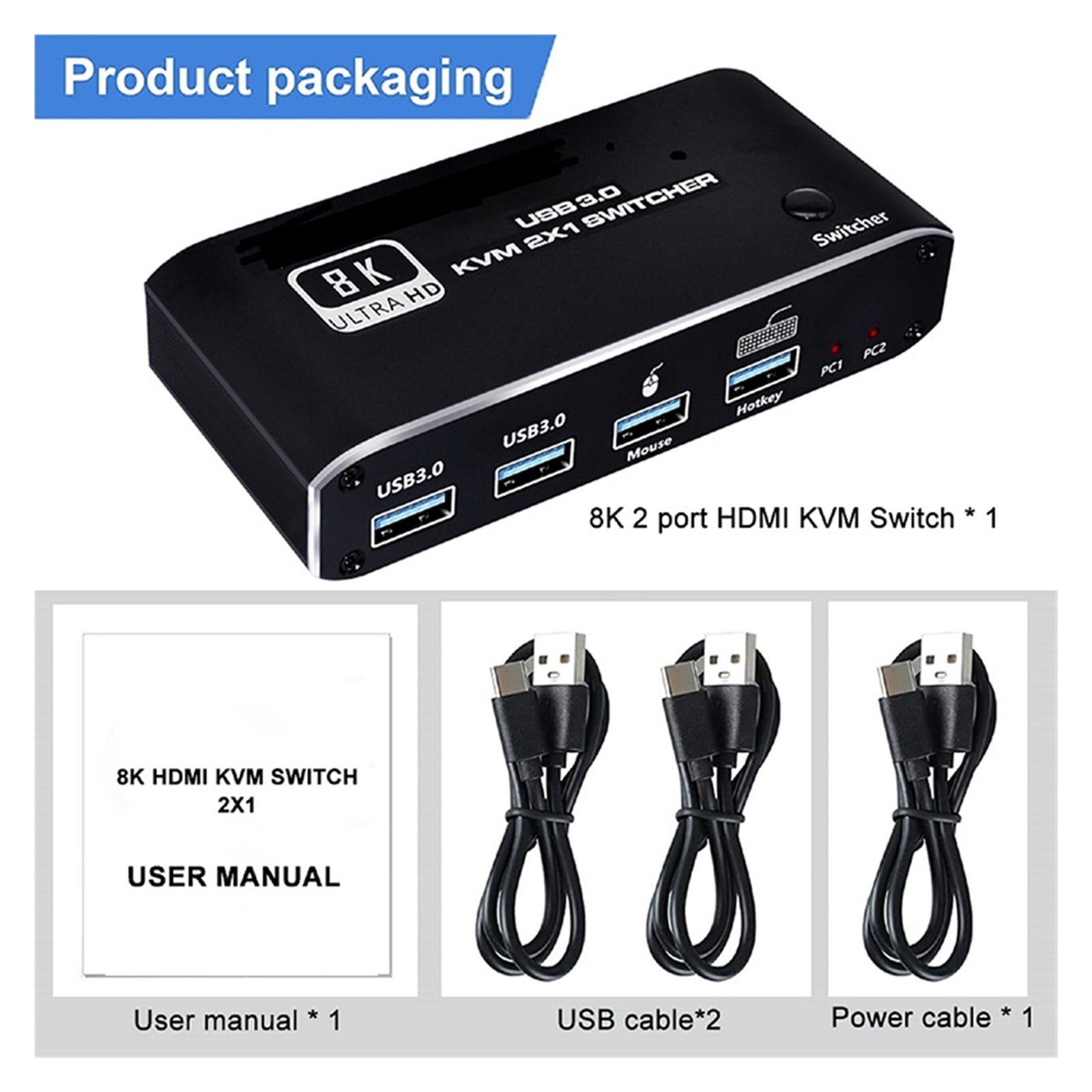 HMI 2.1 KVM Switch 4K 120Hz HMI USB KVM Switch Dual Port USB HMI 2.1 Switcher 2X1 2X2 4K 60Hz 8K 60Hz For 2 PCs 1 Monitor ,Effortless Switching