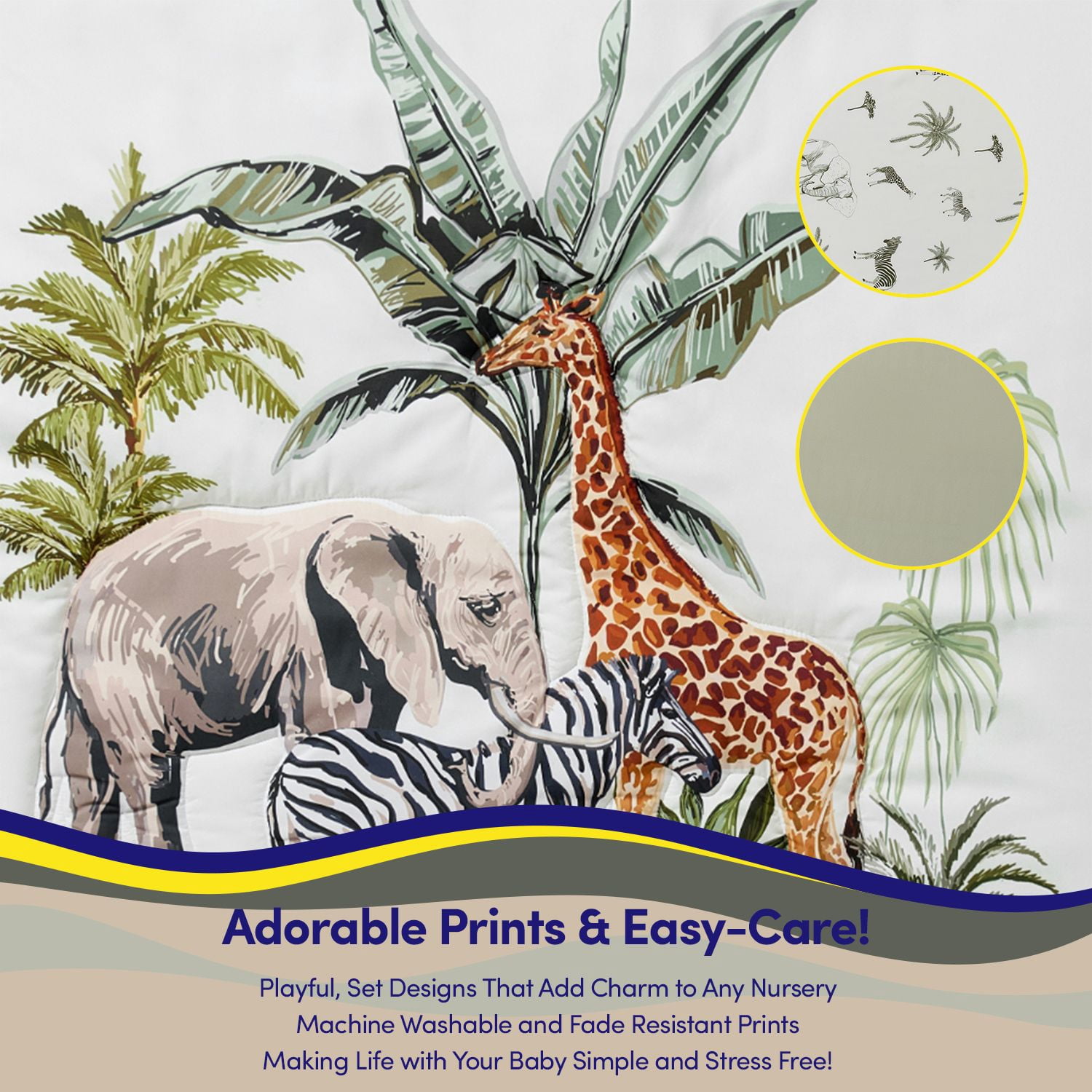 Wild Safari 4-Piece Nursery Baby Crib Bedding Set