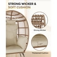 thumbnail image 4 of Silla huevo extragrande de mimbre para exterior - Sillón lounge con otomana y cojín grueso - Estructura de acero duradera, 4 of 7
