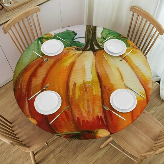 Patifu Pumpkin Autumn Vegetables Round Tablecloth Stain-Resistant Washable Indoor Outdoor Restaurant Wedding Party Full Width Single-Sided Printing Outdoor Fitted Home 31"-35