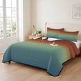 thumbnail image 2 of Full Quilt Set 78''x90'', Burnt Orange Teal Ombre Lightweight Bedspread Coverlet Set with 2 Pillow Shams, Modern Abstract Art Breathable All Season Quilt Bedding for Bedroom/Guest Room, 2 of 9