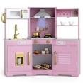 thumbnail image 1 of Costway Pretend Play Kitchen for Kids Toddler Aged 3+ Wooden Toy Set with Range Hood Pink, 1 of 10