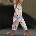 thumbnail image 2 of YUANGUANST Women's Wide Leg Pants Women's Spring And Summer Casual 3D Printed Back Pocket Cotton And Linen Pants Office Slacks, 2 of 4