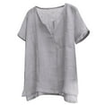 thumbnail image 1 of Camisa Henley de algodón y lino para hombre: manga corta, corte holgado, color liso, playa/yoga, tallas M-XXXXL, todas las estaciones, 1 of 6