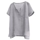 thumbnail image 1 of Camisa Henley de algodón y lino para hombre: manga corta, corte holgado, color liso, playa/yoga, tallas M-XXXXL, todas las estaciones, 1 of 2