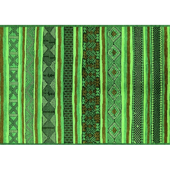 Ahgly Company Indoor Rectangle Solid Green Modern Area Rugs, 4' x 6'