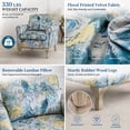 thumbnail image 2 of Ktaxon Floral Print Velvet Accent Chair with Lumbar Pillow, Upholstered Club Chair with Rubber Wood Legs, Living Room Armchair for Bedroom Reading Corner Light Blue, 2 of 8