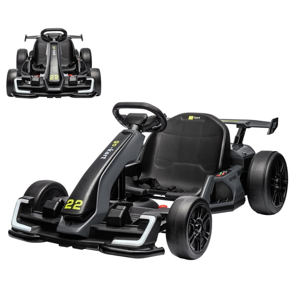 Yiwa 24V Kids Go Kart, Electric Drift Car with 300W Motor for Ages 5-12, Features Adjustable Seat, Four Speed Modes, EVA Tires, Brake Pedal, and Drift or Sports Mode