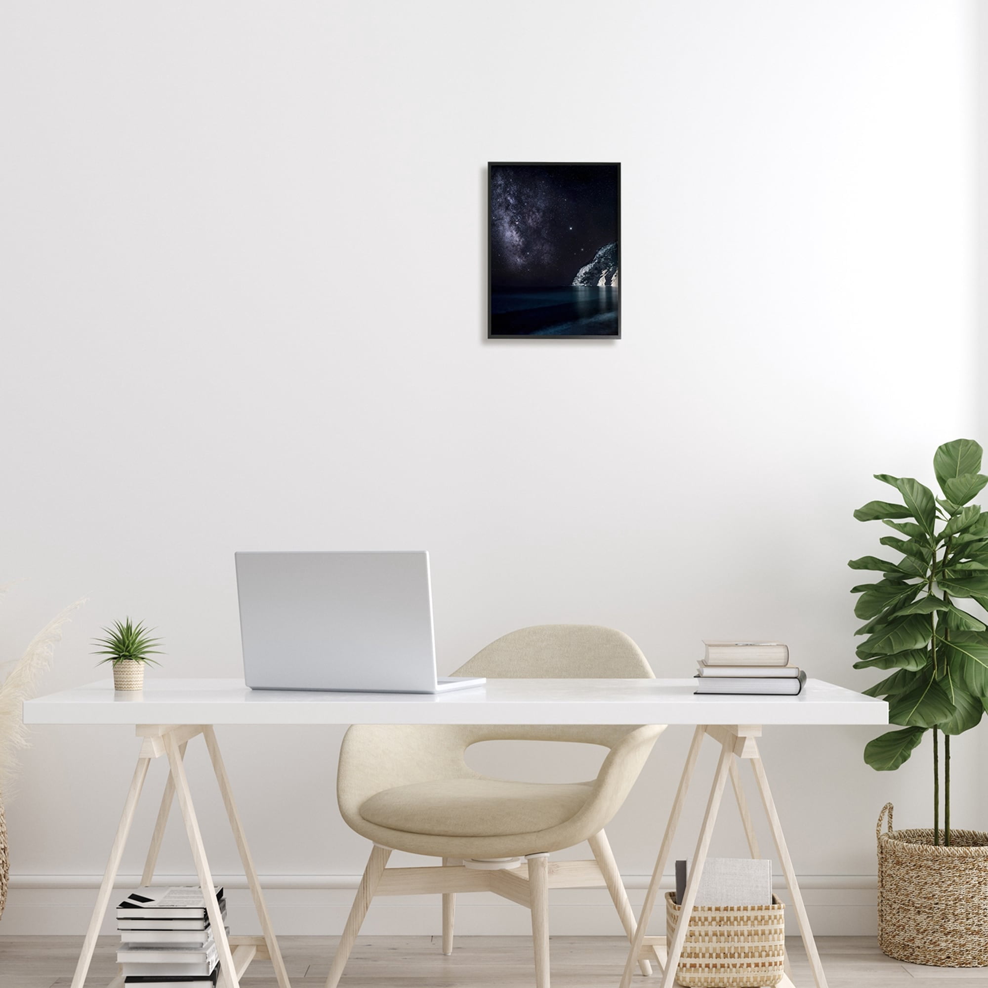 Stupell Industries Midnight Beach Coast Landscape Night Sky Galaxy Constellation, 24 x 30, Design by Dora Artemiadi