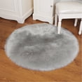 thumbnail image 1 of Faux Shag Fluffy Silky Sheepskin Plush Carpet Round Faux Fur Area Rug (4' Diameter,Grey), 1 of 6