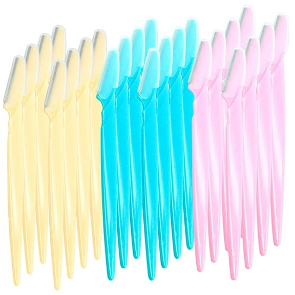 24 Pieces Eyebrow Razor Shaper Trimmer Shaver Women Men Facial Razor with Precision Cover by ,Green Pink Yellow