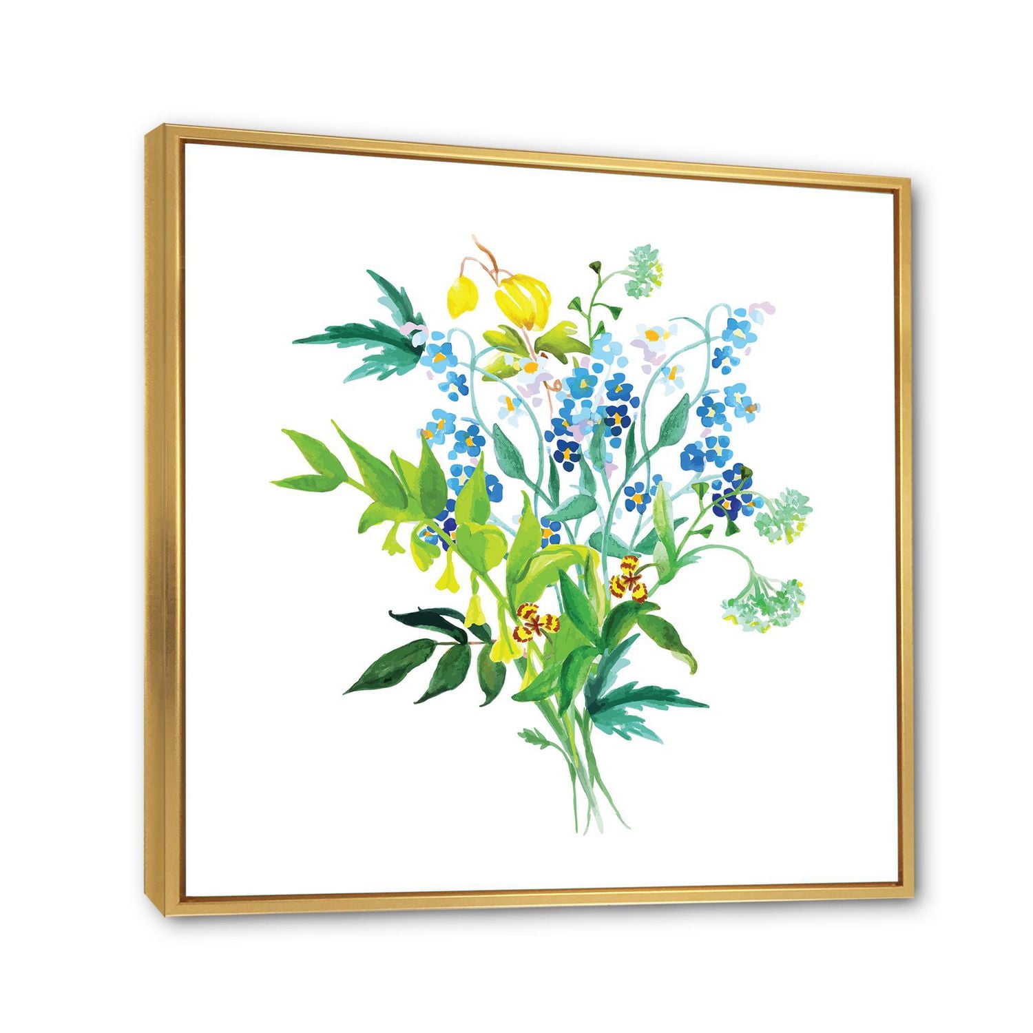 Designart Meadow Flowers Garland FLOAT FRAME WALL ART