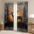 thumbnail image 2 of jejeloiu Jungle Deer Elk Blackout Curtains Set of 2 (52x84 Each),Pine Tree Window Curtains,Black Orange Curtains and Drapes For Men Women,Microfiber Bedroom Decor, 2 of 6