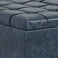 thumbnail image 3 of Harrison 40 inch Wide Transitional Large Square Coffee Table Storage Ottoman in Denim Blue Vegan Leather, 3 of 14