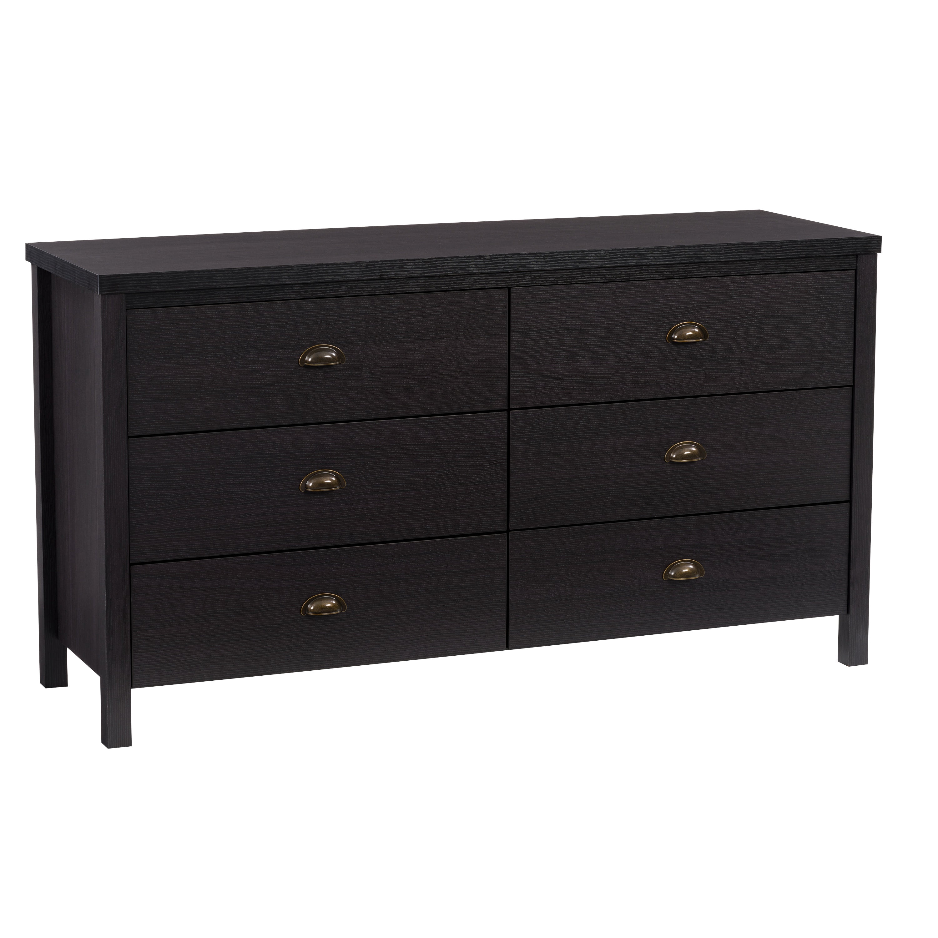 Commode CorLiving Boston moderne en bois d'ingénierie, 6 tiroirs larges pour adulte avec tiroirs emboîtables, noire
