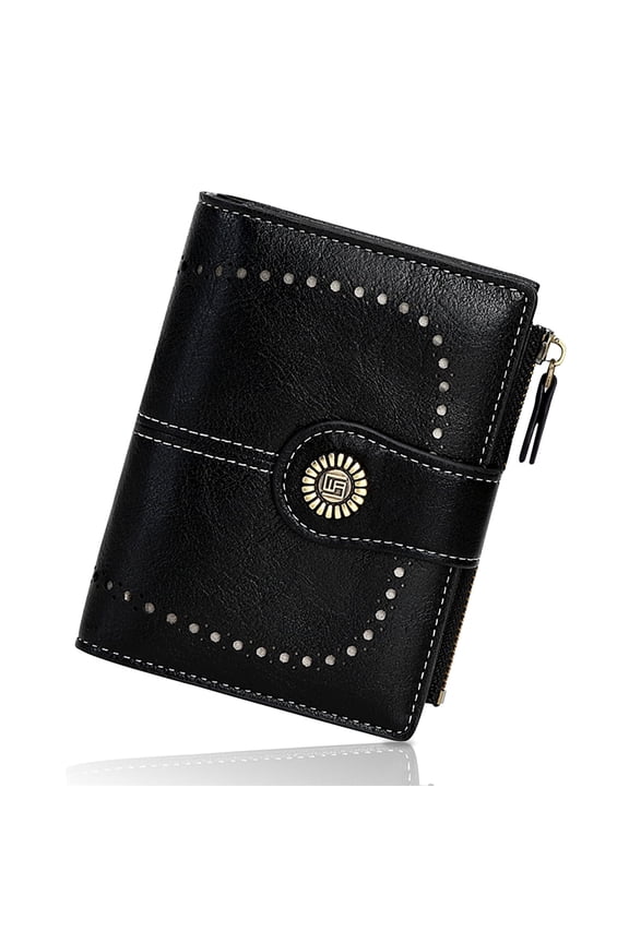 Women's Leather Bifold Wallet RFID Blocking Card Holder with Zipper Pocket Compact and Stylish