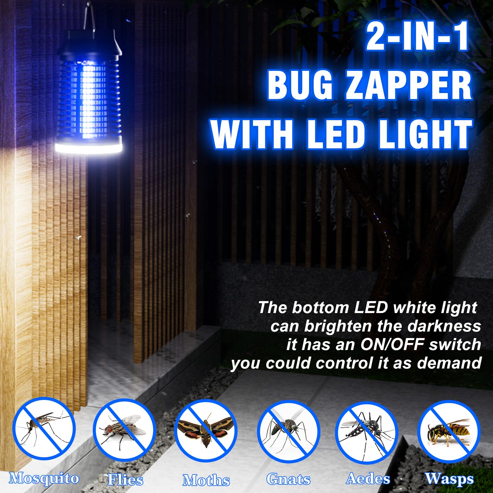 Endbug Bug with LED Light, Waterproof Bug Outdoor Indoor, Mosquito Outdoor Electric Fly Zapper, Mosquito Killer Fly Trap for Outside Patio Garden Backyard Home, Plug in, Black C80