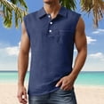thumbnail image 2 of Men's Sleeveless Button Down Tank Top Shirt Gym Workout Running Beach Summer Tee Vest Big And Tall Muscle Fit Mens Summer Lightweight Pullover Tee Shirts, 2 of 5
