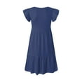 thumbnail image 4 of Gubotare Big Girls Dresses Newborn Baby Girl Outfit Smocked Crosses Embroidery Dress Short Sleeve Dress Playwear Summer Outfit (Navy,Size 9-10 Years), 4 of 5