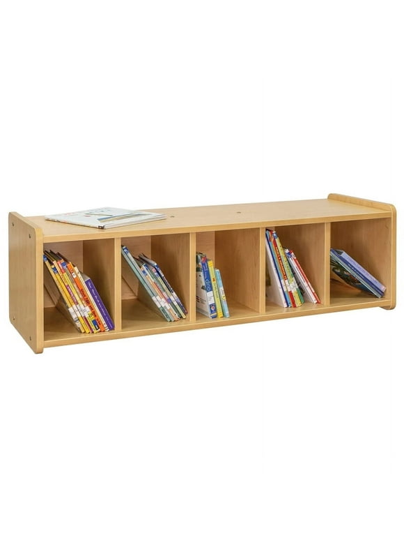 Tot Mate Children's Book Bench Cubby Storage, Classroom Furniture, 46" Wide, Maple Wood, Assembled