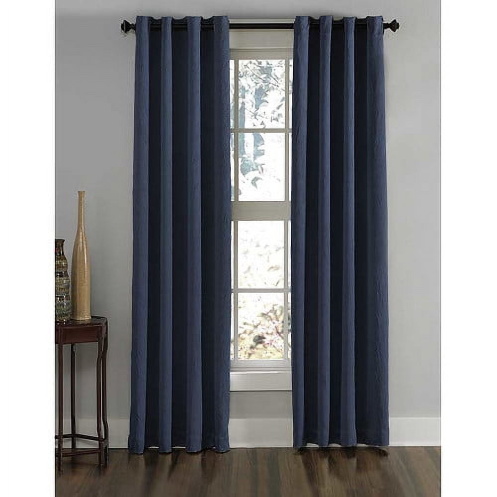 Curtainworks Lenox Grommet Curtain Single Panel, Indoor, 50"W x 108"L, Navy, Adult