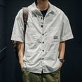 thumbnail image 3 of Camisa de hombre estética vintage verde camisas para hombre manga corta ropa cargo social xxl trendyol moda 2024 con cuello normal, 3 of 5