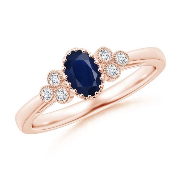 Round Shape Blue Sapphire CZ Diamond Cocktail Band Ring Women 925 Sterling Silver Rose Gold Plated September Birthstone Engagement Anniversary Gift Gemstone Jewelry