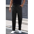 thumbnail image 2 of Iceglad Mens Cotton Linen Pants Elastic Waist Lightweight Drawstring Trouser Casual Summer Beach Pants Black-l, 2 of 8