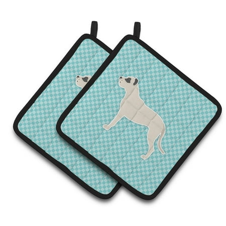 

Carolines Treasures BB3767PTHD Dogo Argentino Checkerboard Blue Pair of Pot Holders 7.5HX7.5W multicolor